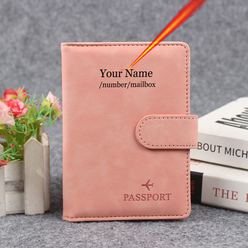 Men'S Accessories Travel Bag - Magnetic Button Passport Cover Customize Name
