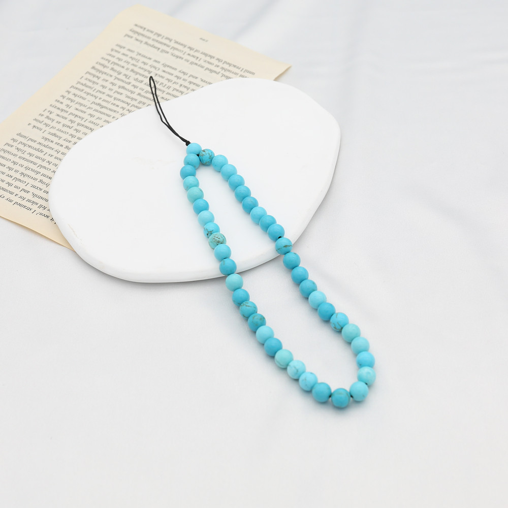 Men Accessories Chain - 8MM Blue Turquoise Beaded Mobile Phone