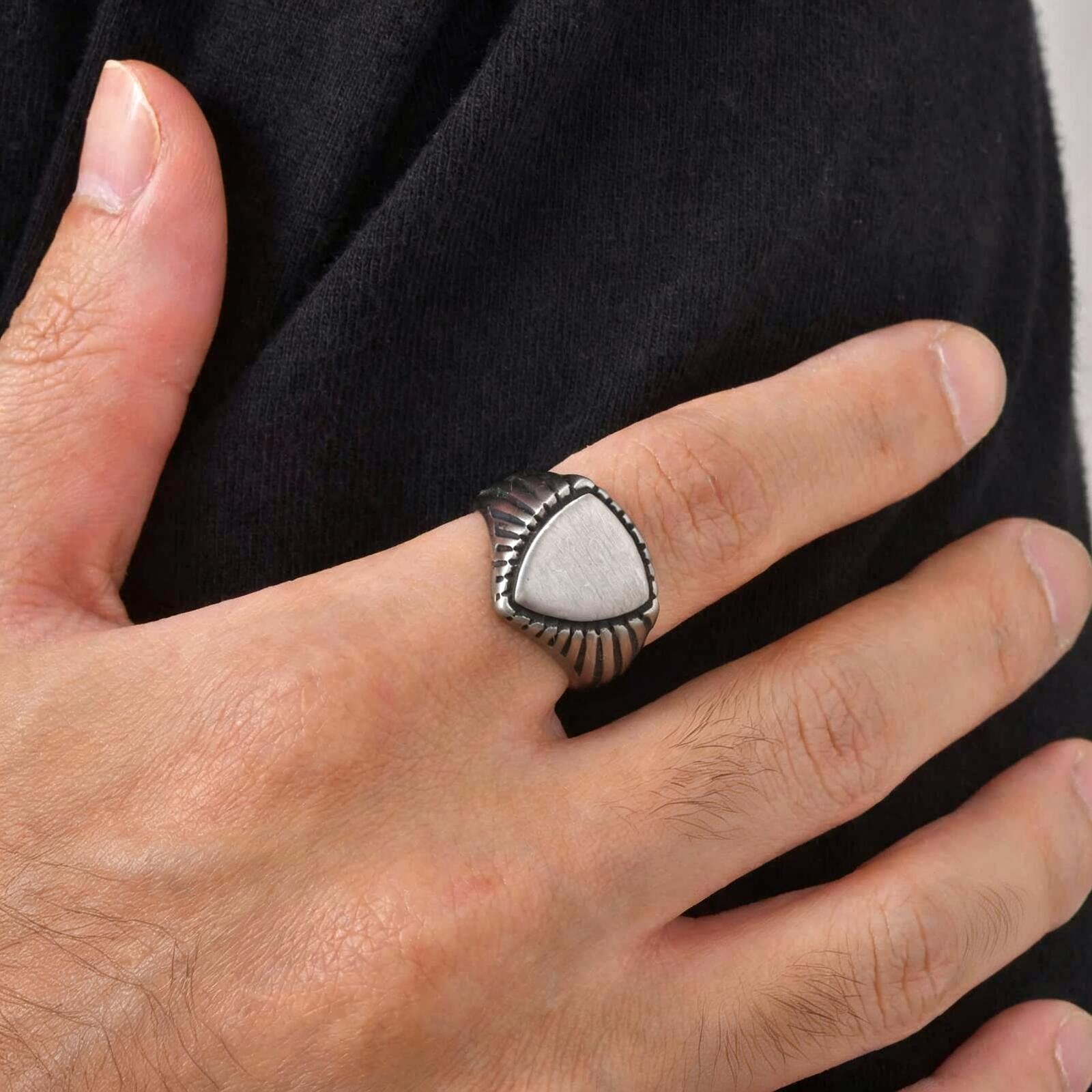 Signet Ring Men - Vintage Shield Signet Ring for Men