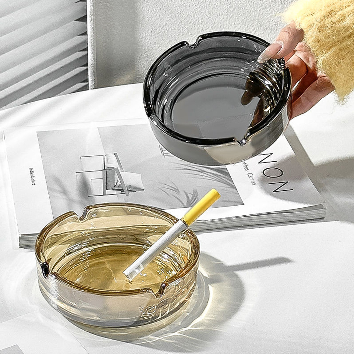 Men'S Accessories Tray - Transparent Glass Ashtray Cigar Ashtray, Office