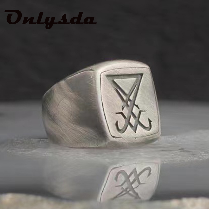 Signet Ring Men - Onlysda Gothic Lucifer Ấn Của Satan