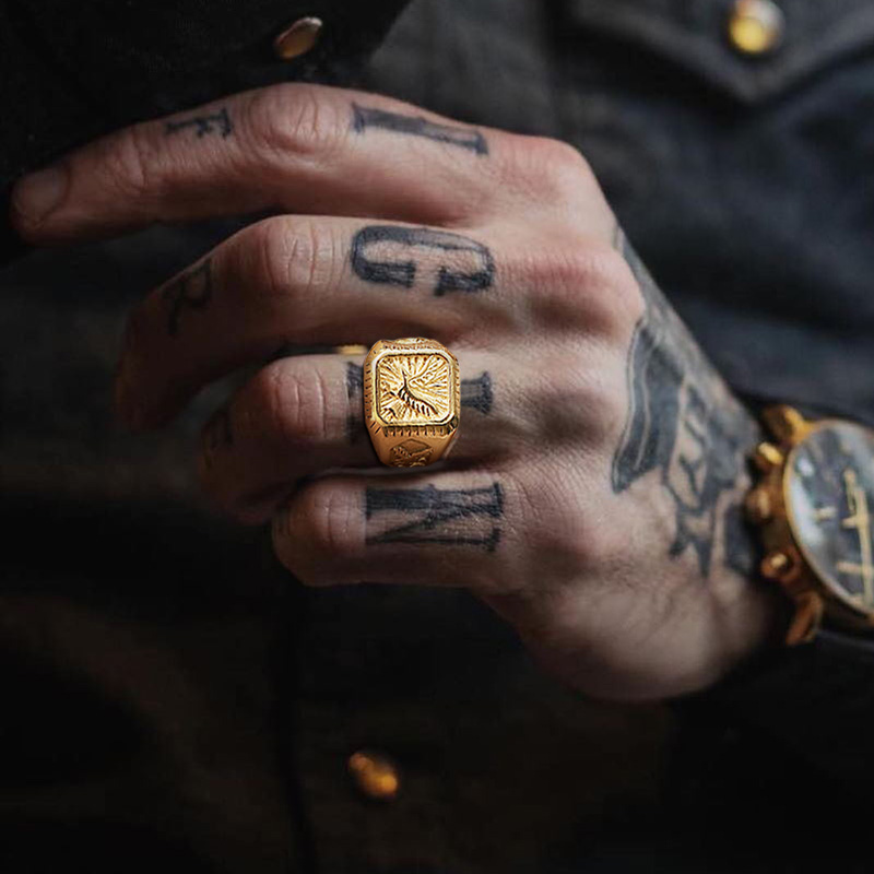 Signet Ring Men - Chim Hói Đầu Signet Nhẫn Cho