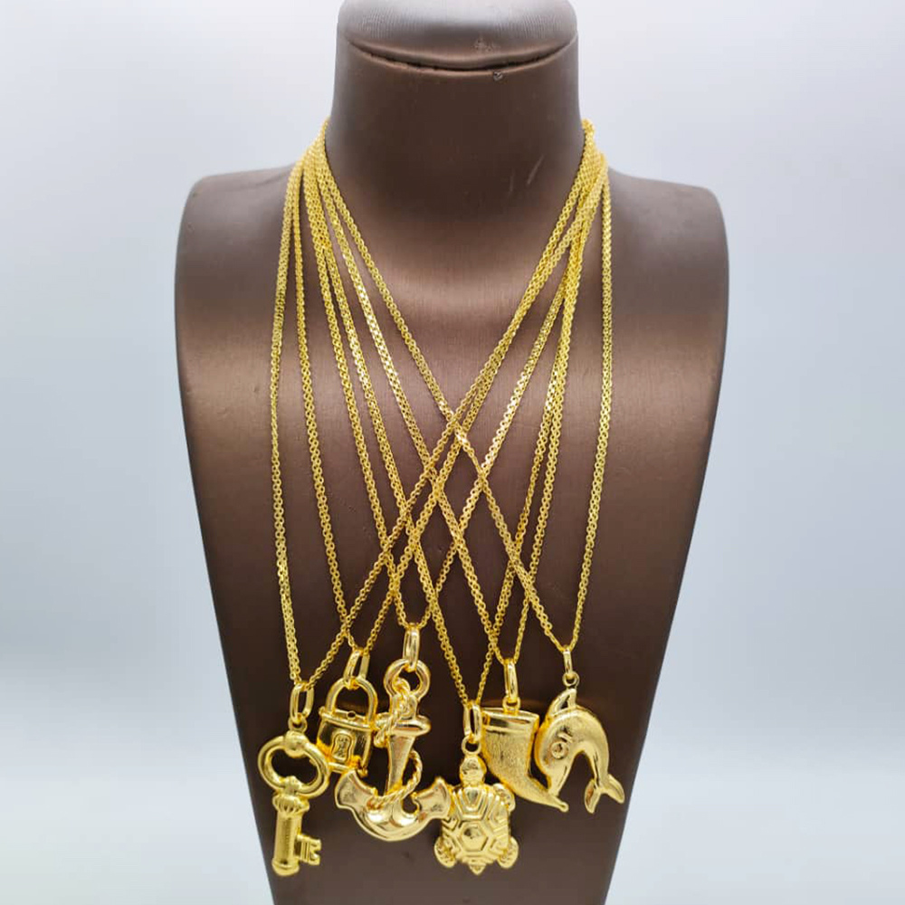 Men Accessories In Dubai - Gold Plated Chain and Pendants for