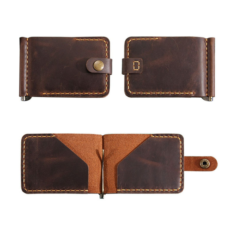 Crazy Horse Leather Money Clip - đánh giá và giá Money Clip Slim
