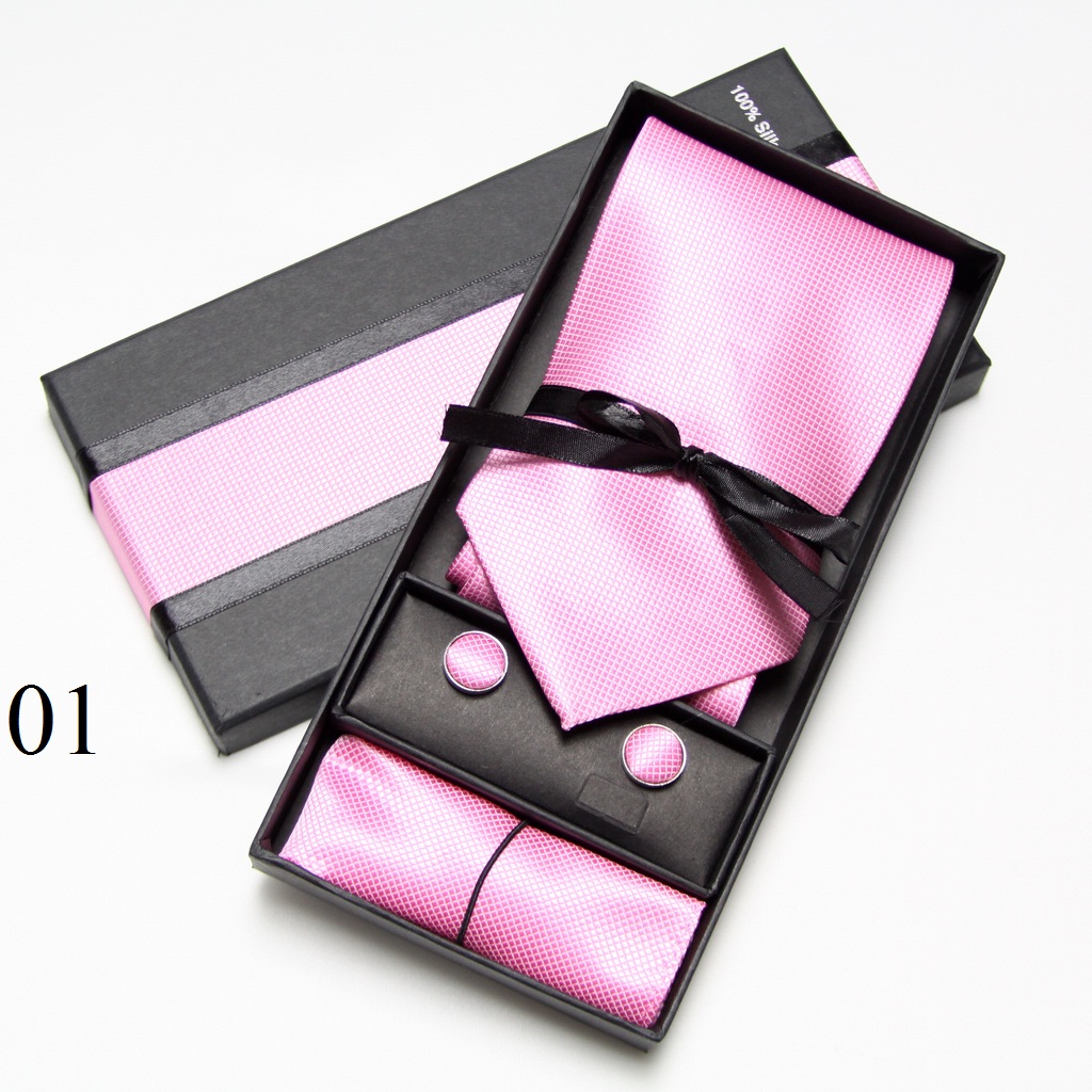 Solid Neck Tie Set Box Cufflin - đánh giá và giá Men Accessories Combo Set