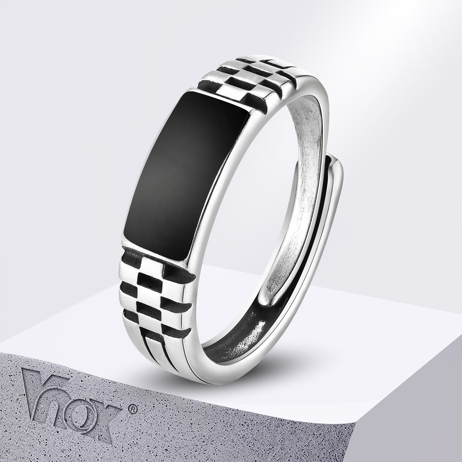 Vnox Mens Open Rings, Black En - đánh giá và giá Signet Ring Men