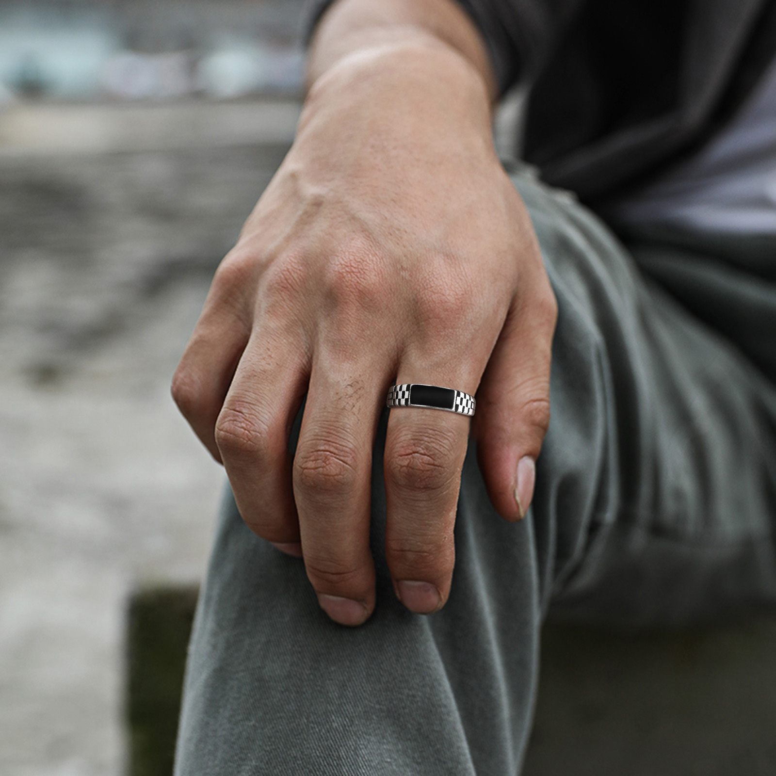 Vnox Mens Open Rings, Black En - đánh giá và giá Signet Ring Men