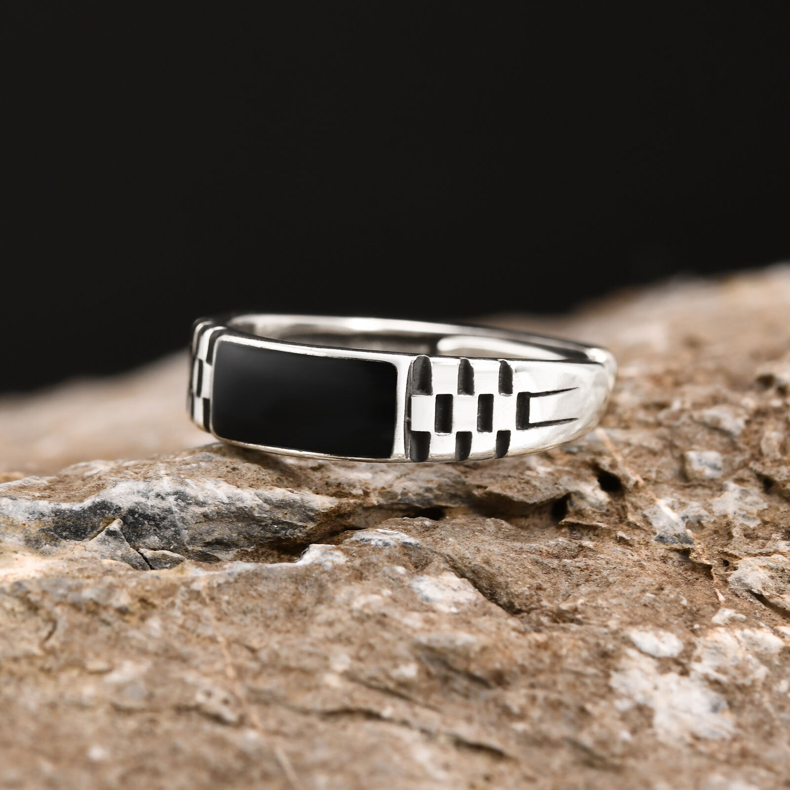 Vnox Mens Open Rings, Black En - đánh giá và giá Signet Ring Men