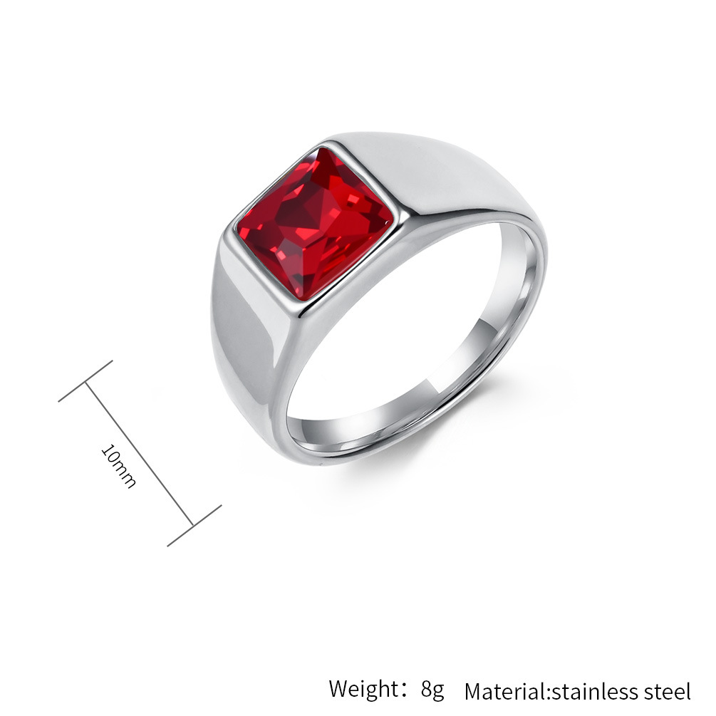 Stainless Steel Shinny Zircon  - đánh giá và giá Signet Ring Men