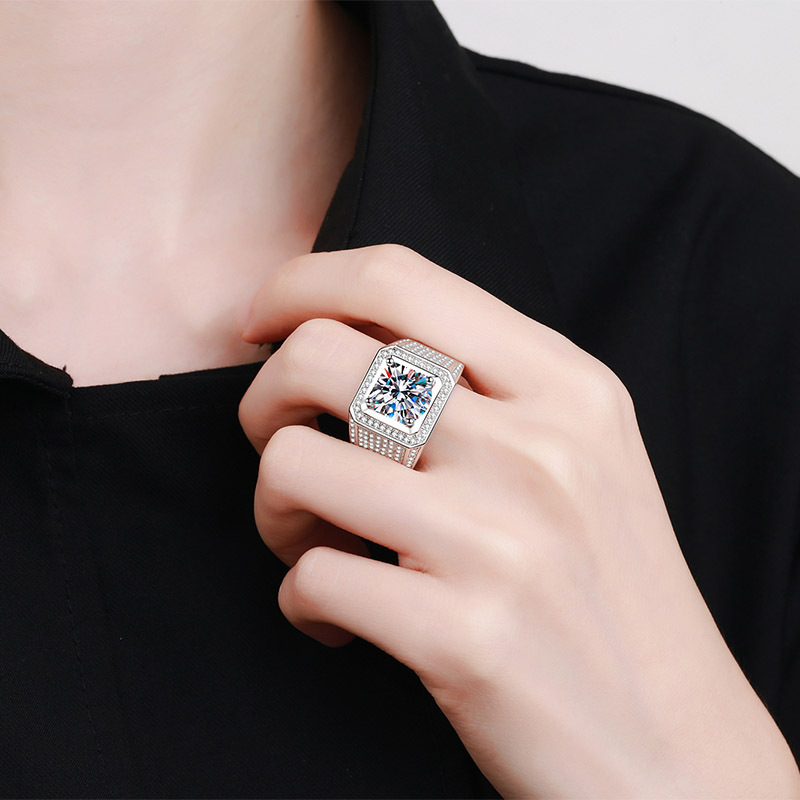 D‑Color VVS1 5CT Square Moissa - đánh giá và giá Signet Ring Men