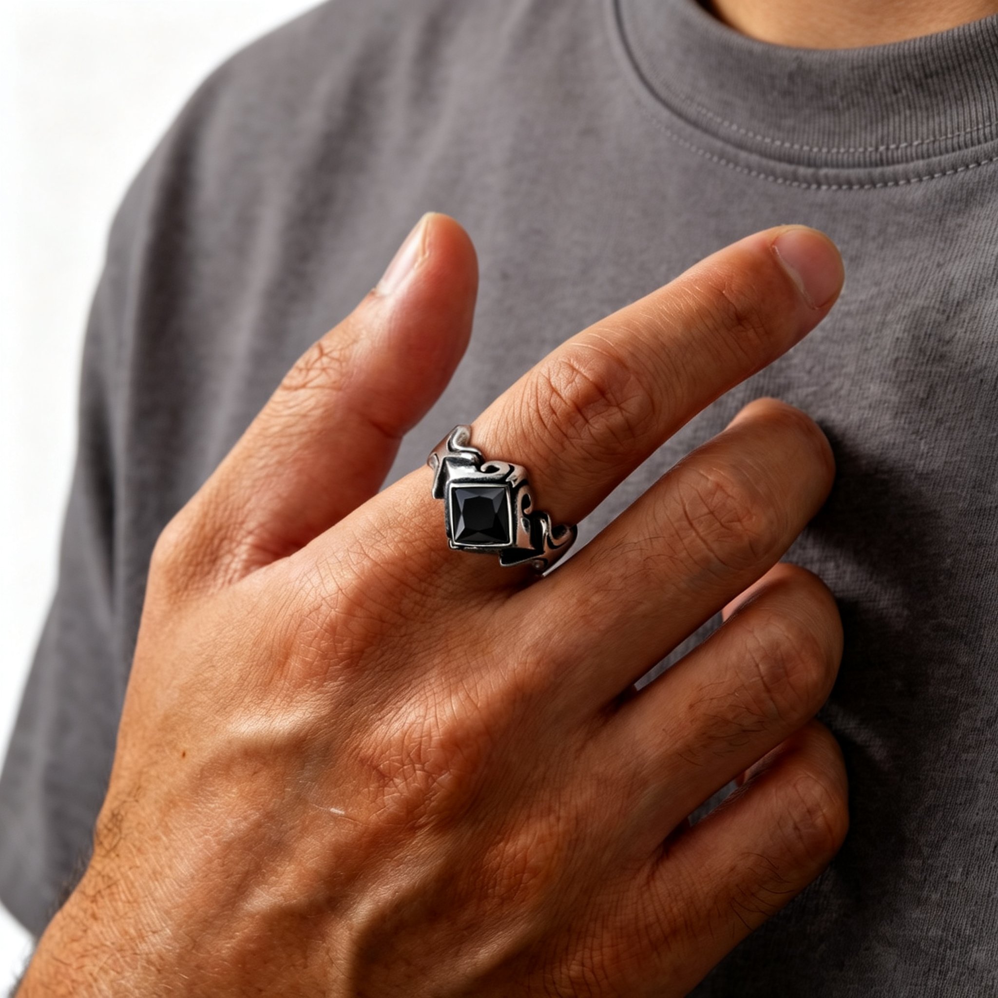 Vintage Black Zircon Ring for  - đánh giá và giá Signet Ring Men