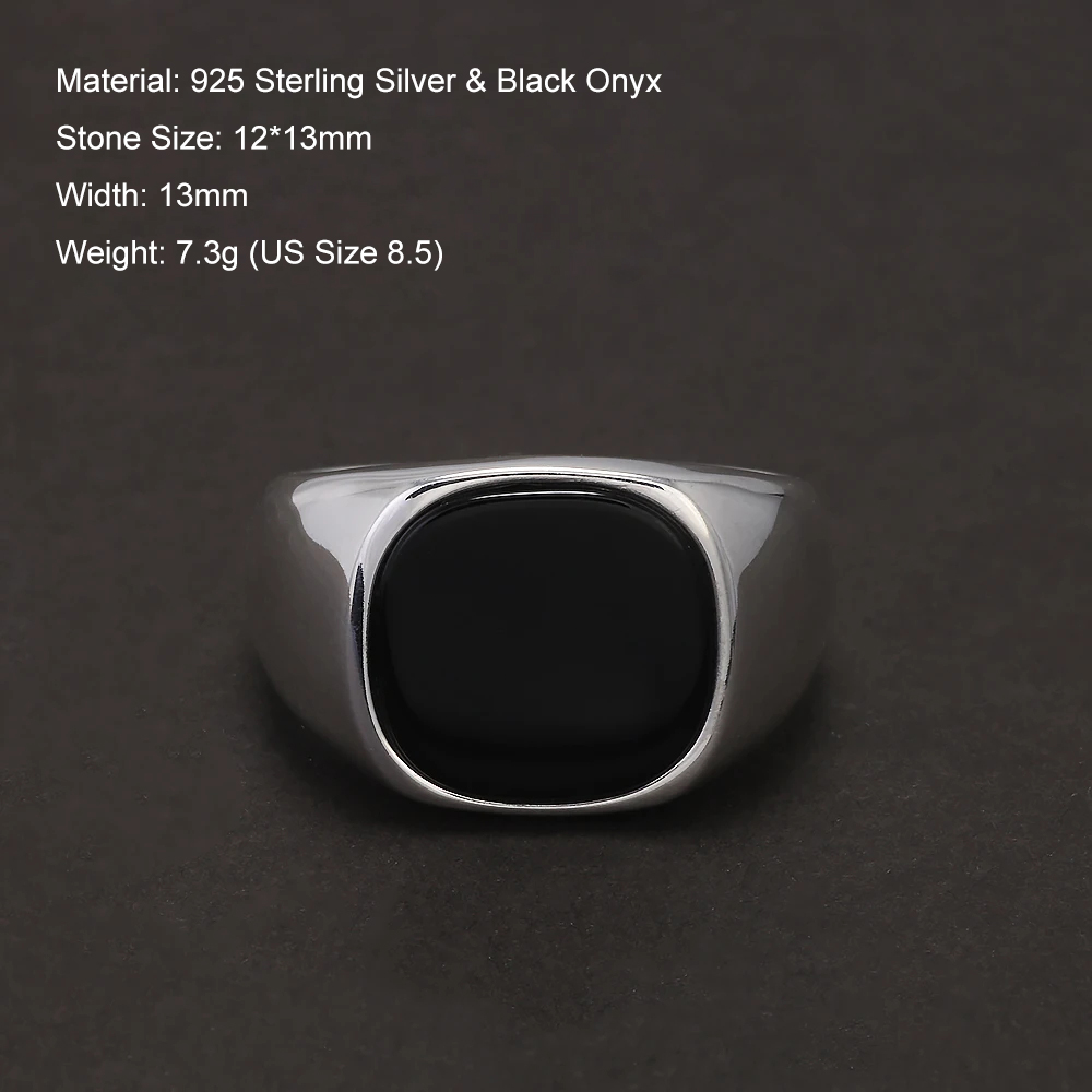 S925 Sterling Silver Black Ony - đánh giá và giá Signet Ring Men